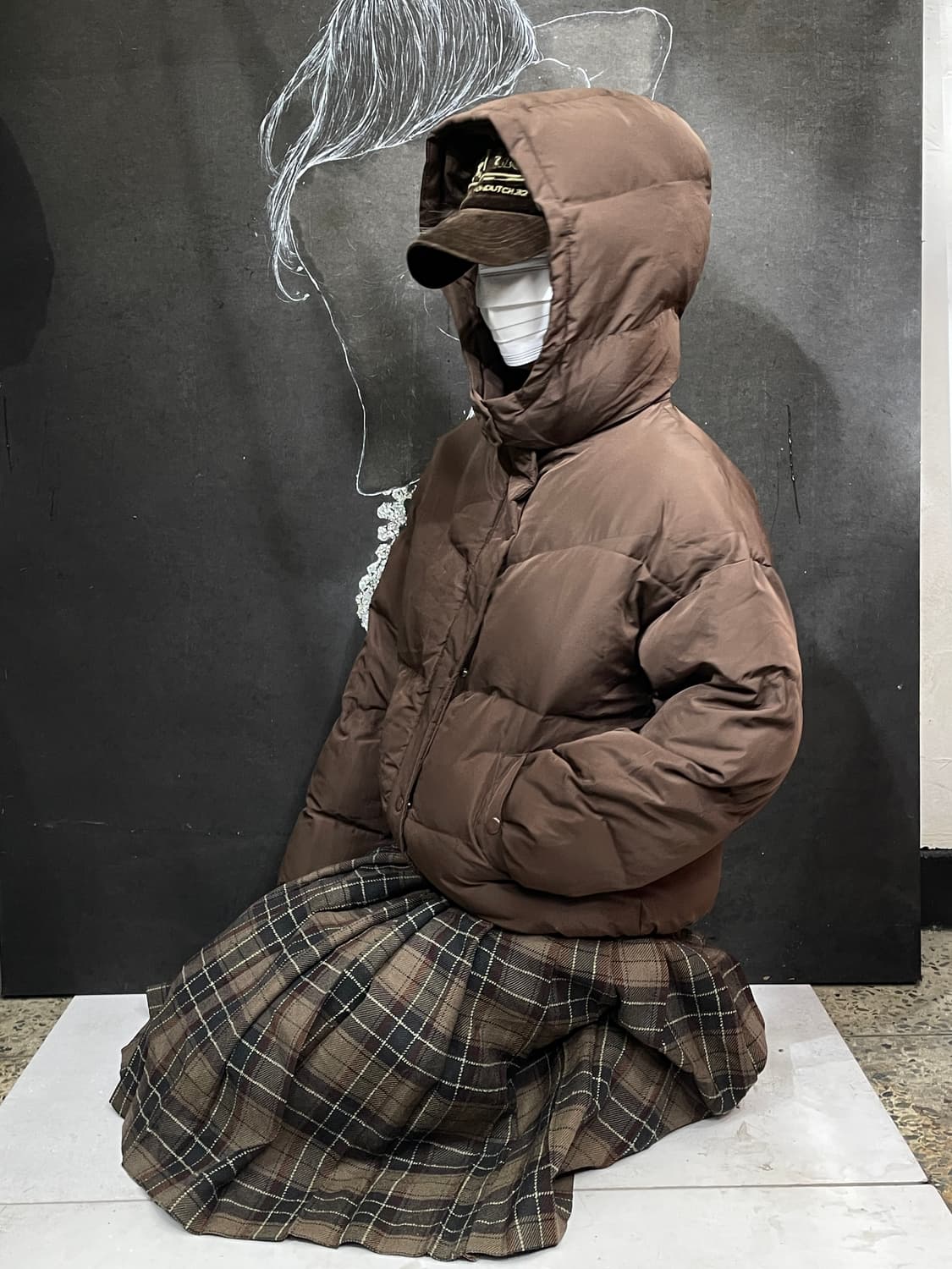 일본빈티지 Retrogirl 브라운 크롭 후드 패딩 M 상품이미지2