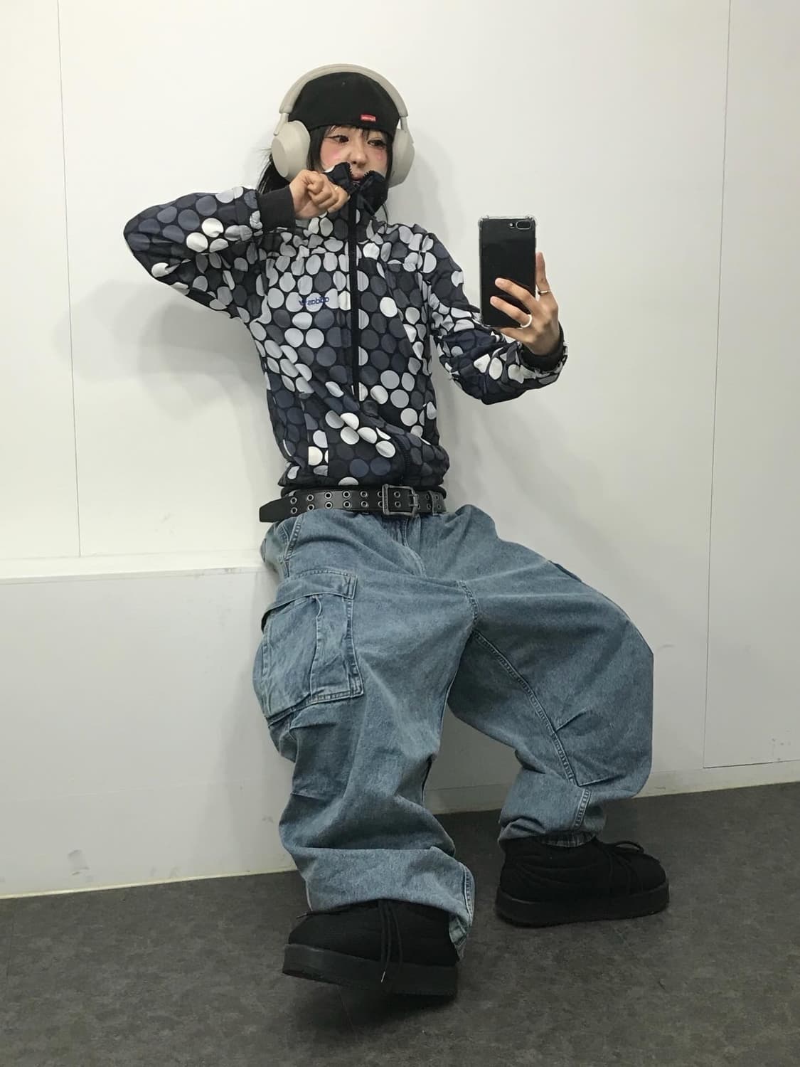 아디다스 도트패턴 하이넥 바람막이 세트 ( 상의+하의 ) 상품이미지3