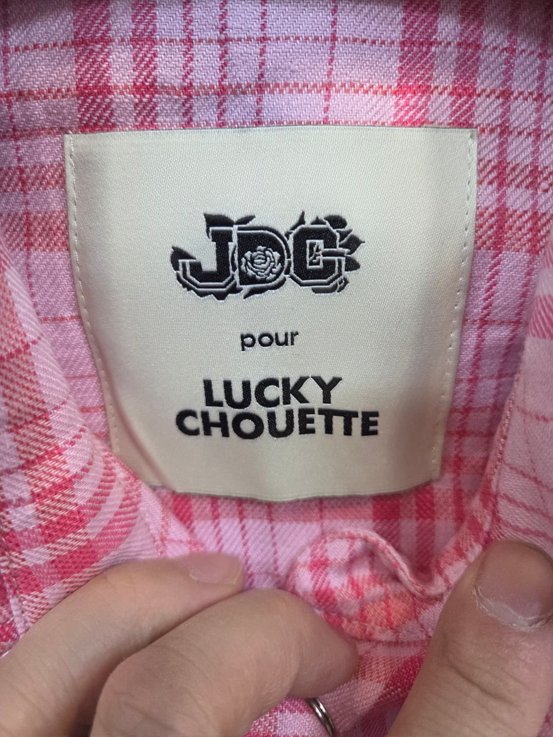 럭키슈에뜨 린넨 체크 셔츠타입 코트 핑크자켓 36사이즈  상품이미지4