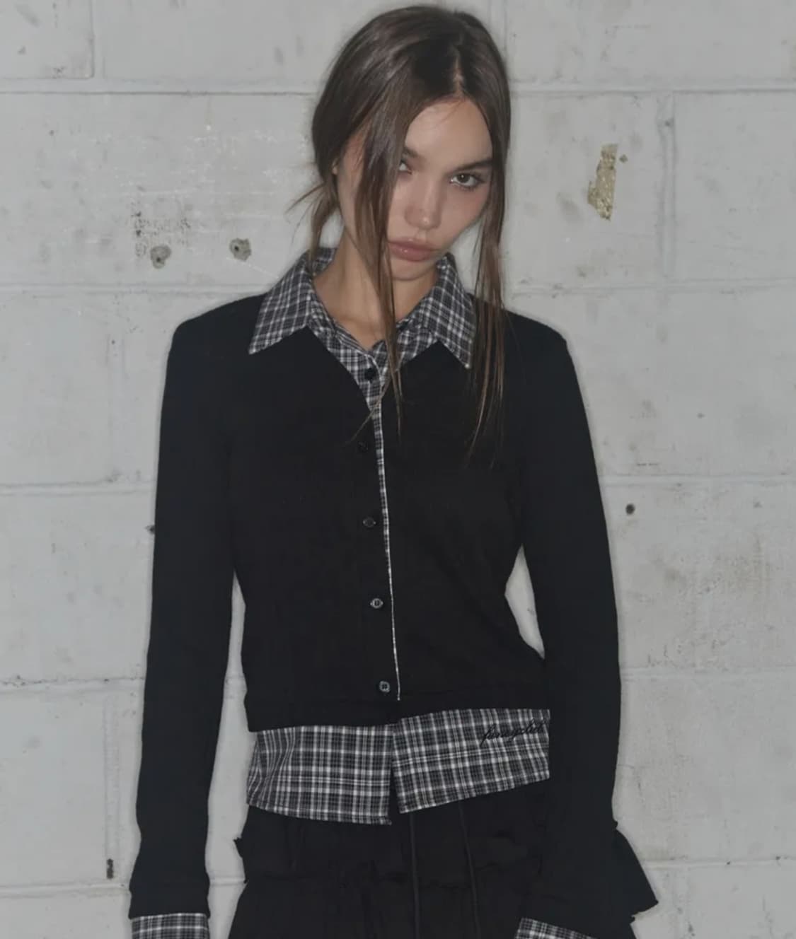 팬시클럽 체크 셔츠 레이어드 가디건 상품이미지1