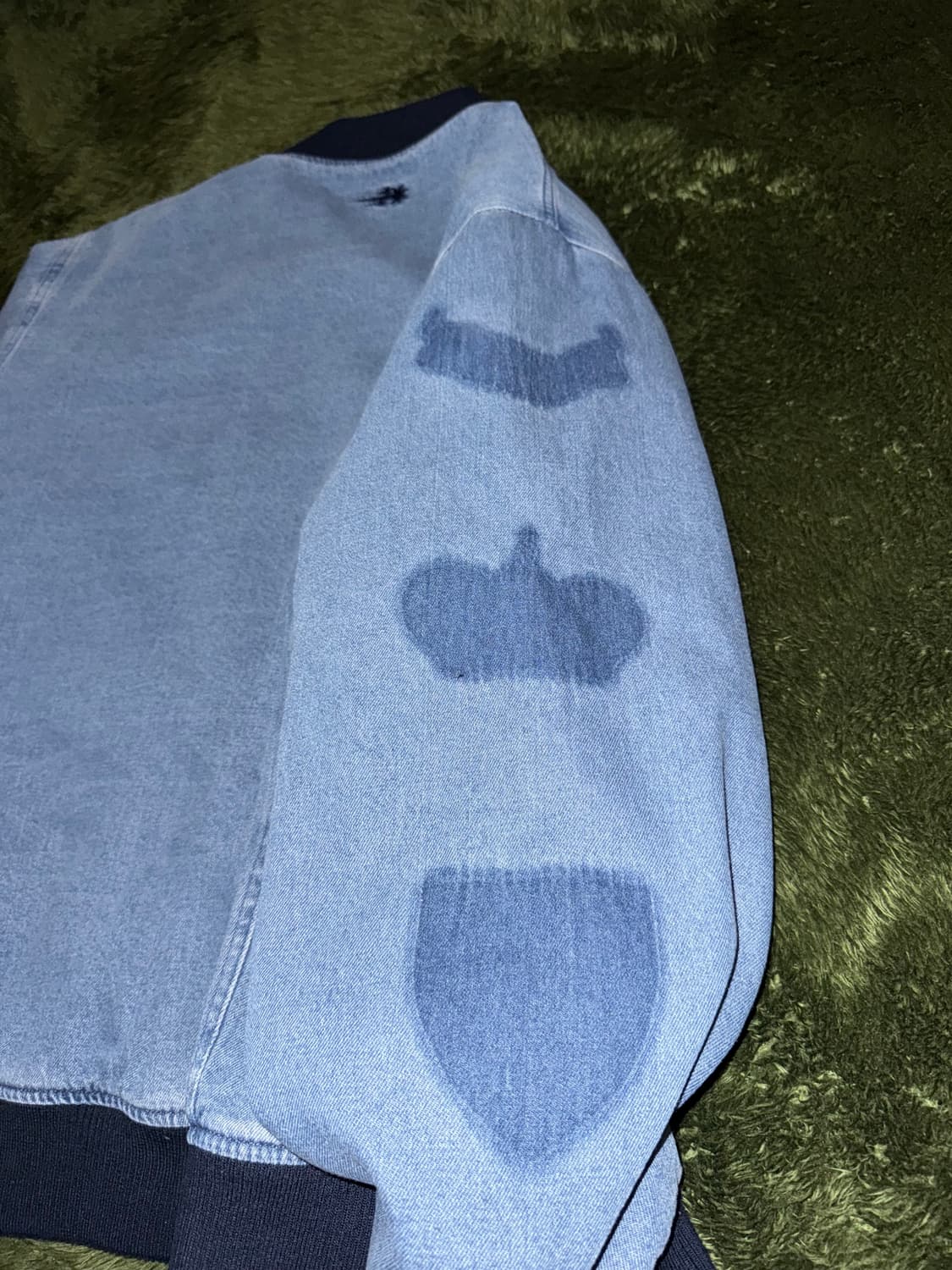 [L] 나이스고스트클럽 워시드 앰블럼 데님 바시티 자켓 상품이미지9