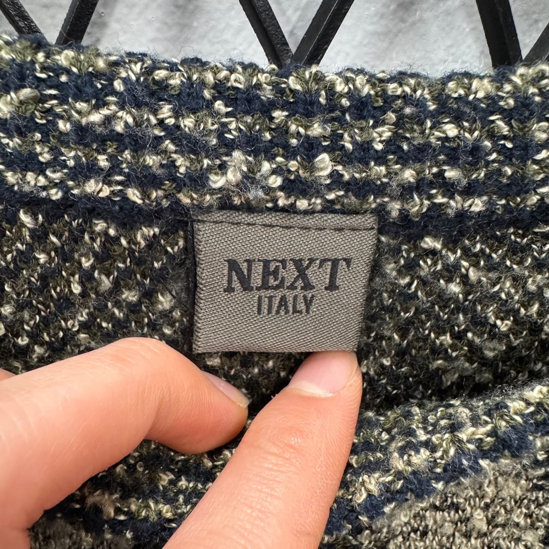 ITA VTG 블랙 배색 다이아 패턴 울 니트 스웨터 루즈핏 상품이미지5