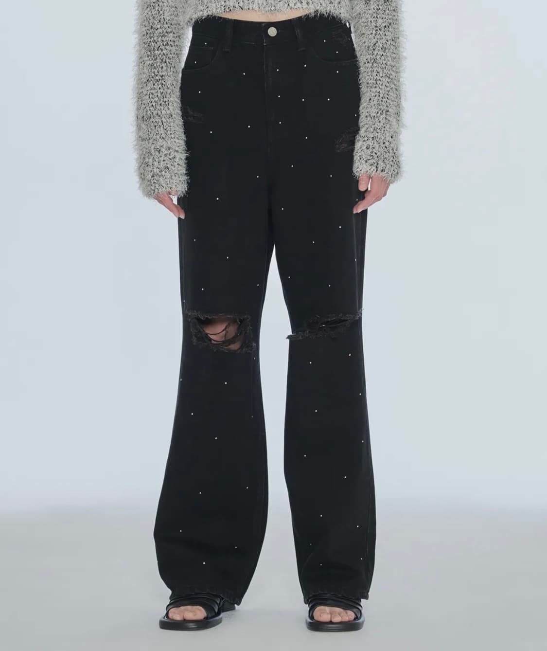 다이애그널 STUD DAMAGE DENIM PANTS 상품이미지4