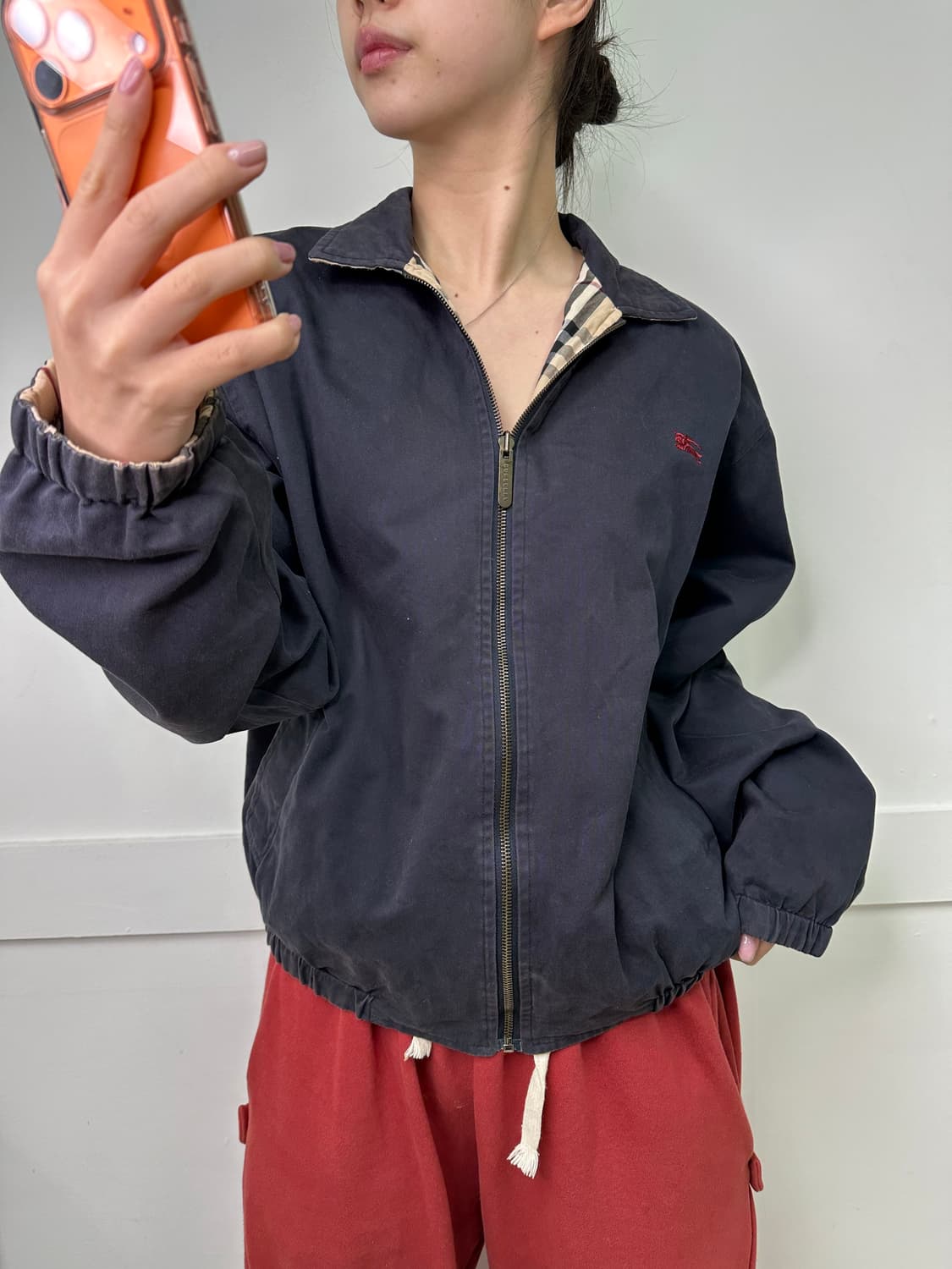 100 버버리 노바체크 리버시블 블루종 자켓 상품이미지2