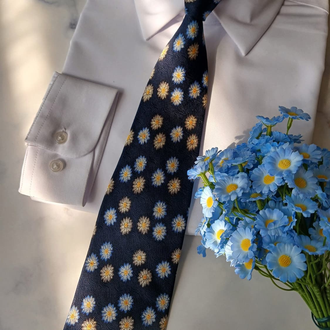 발렌티노 실크 네이비 플라워 패턴 넥타이 9.9cm A+등급 A19827 상품이미지6