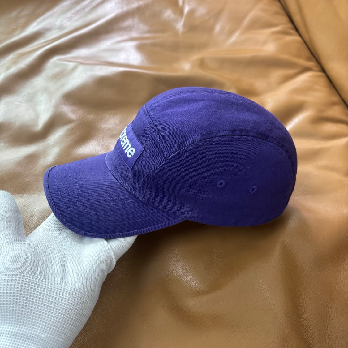 슈프림 캠프캡 모자 박스로고 21fw 워시드 다크 퍼플 상품이미지5