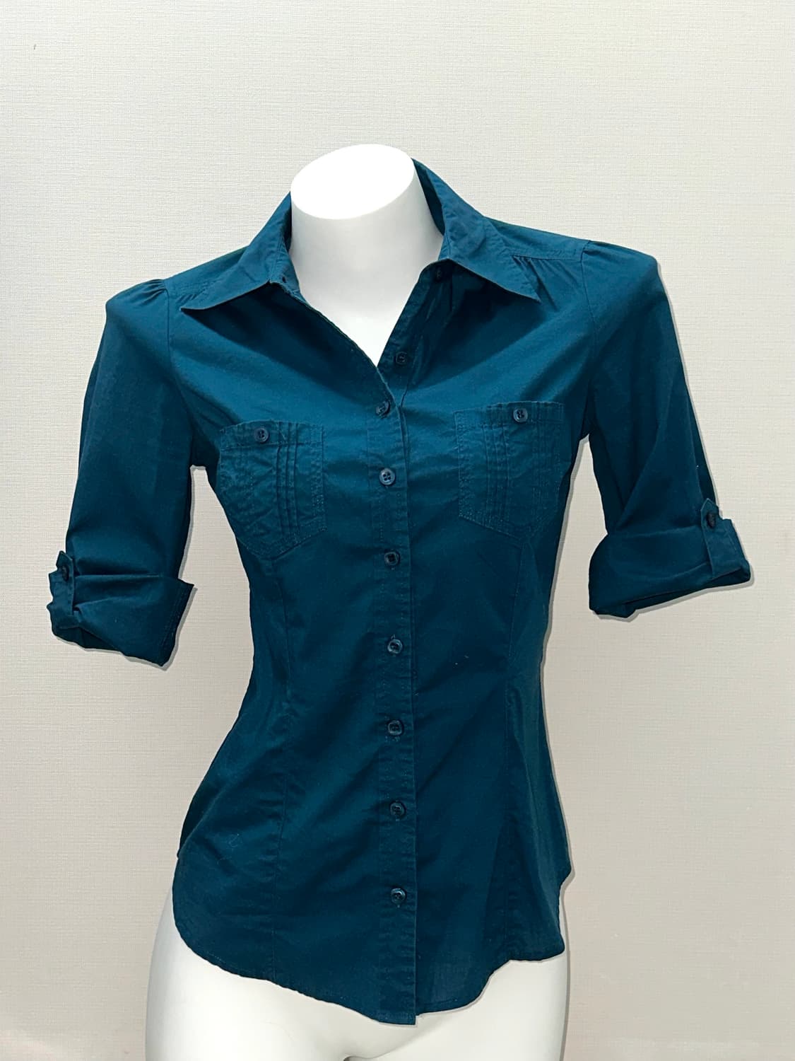 빈티지 청록 슬림핏 셔츠 상품이미지2