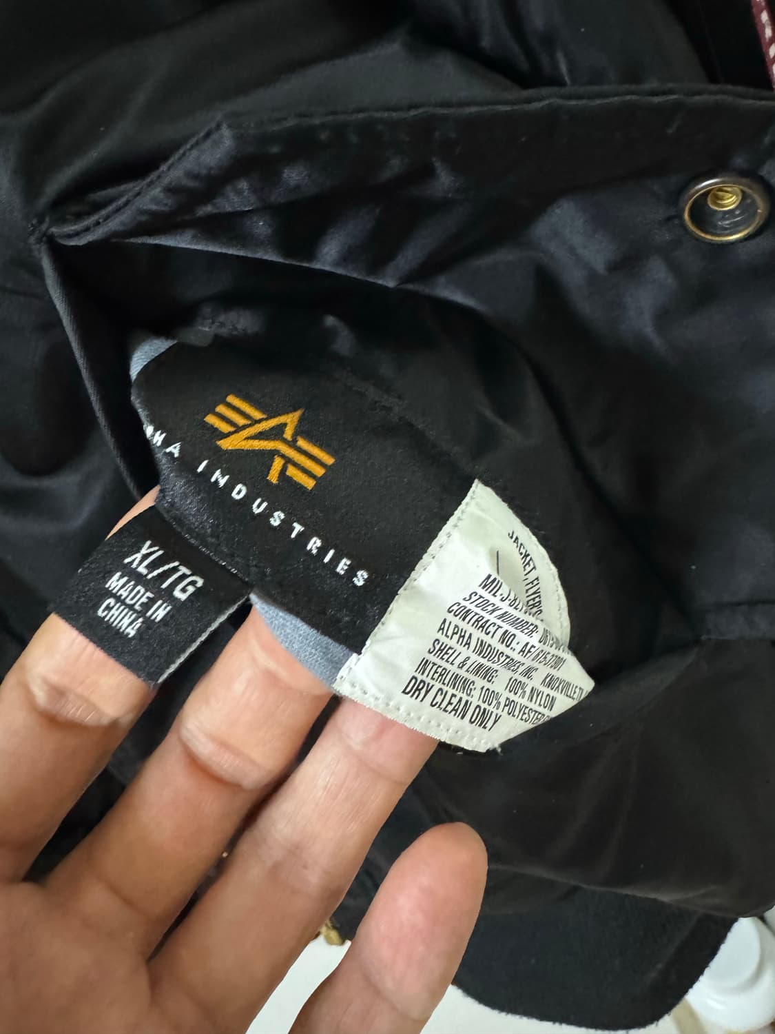 알파인더스트리 ma-1 블랙 XL 상품이미지6