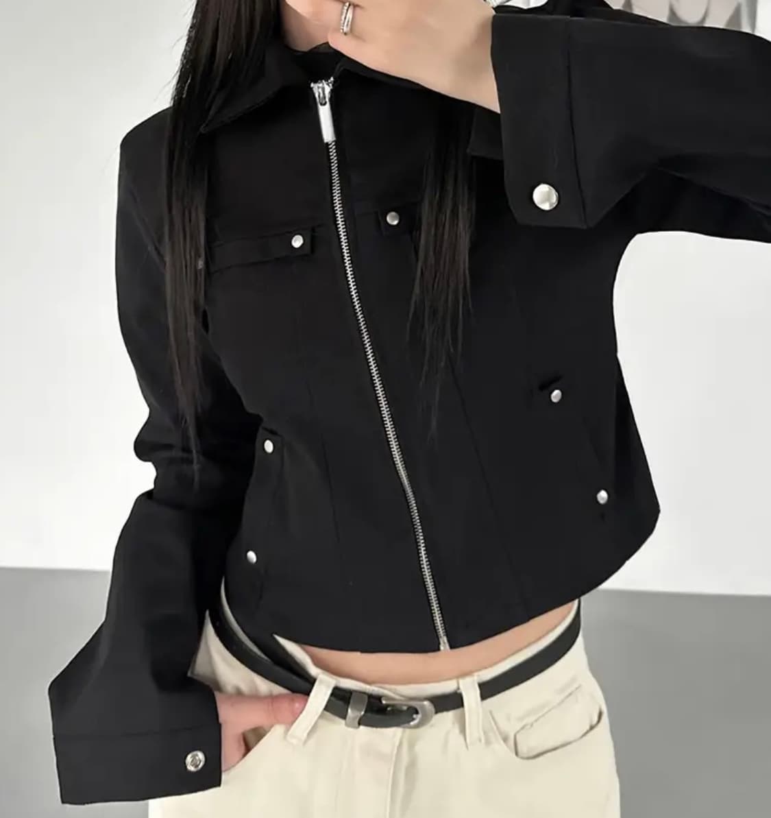 블랙 카라 집업자켓 상품이미지2