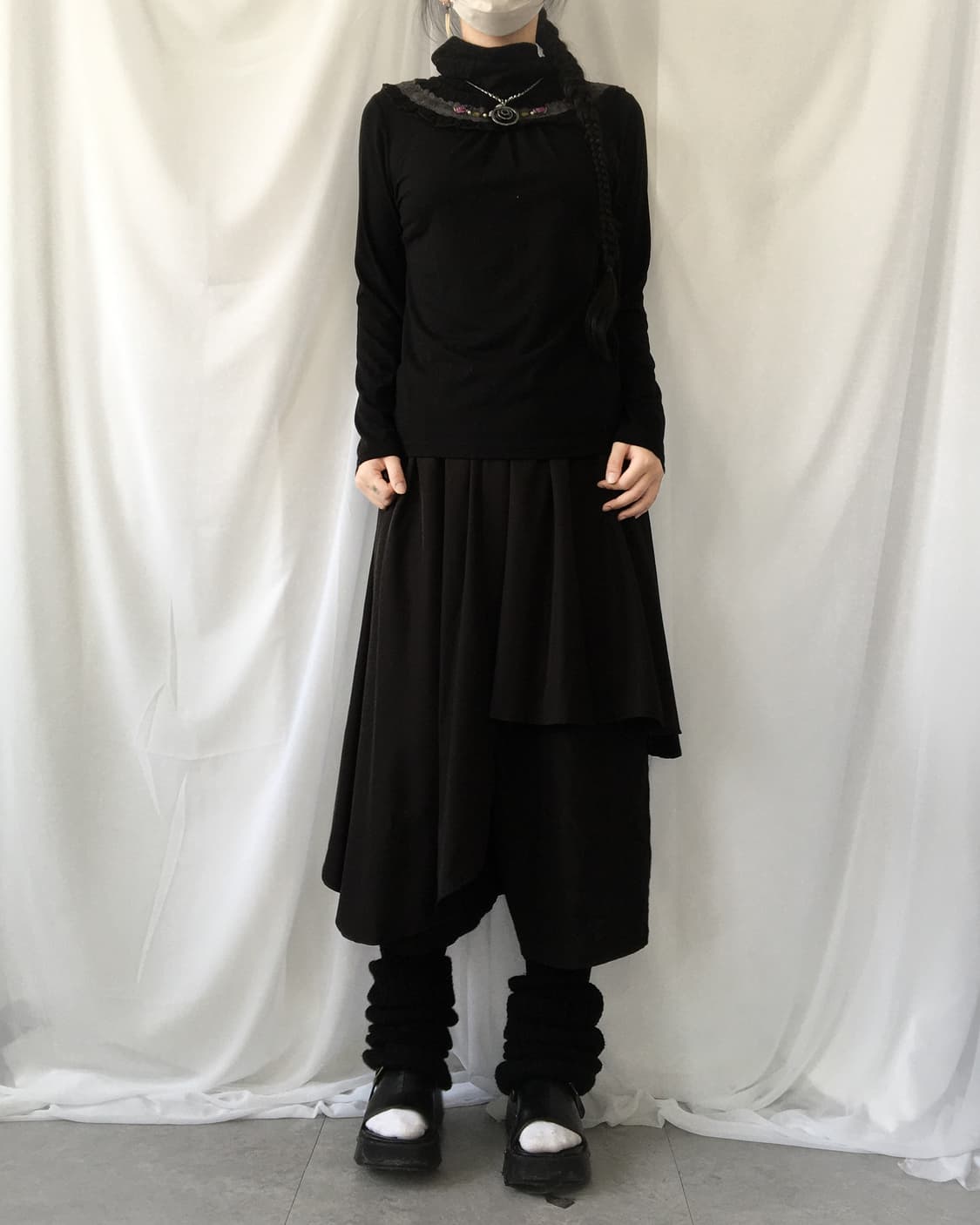 Axes femme lace point high neck sleeve 상품이미지5
