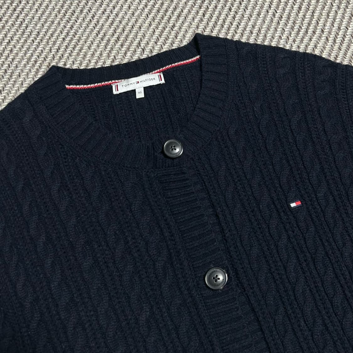 [S] Tommy 타미힐피거 우먼즈 네이비 케이블 니트 가디건 상품이미지4
