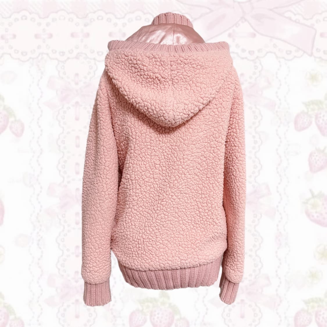 LIZ LISA 리즈리사 핀터깔 딸기우유 핑크 폭닥 후드 집업 패딩 상품이미지3