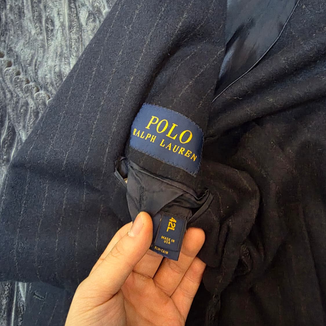 폴로 메이드 IN USA 울 스트라이프더블자켓 네이비 42L 상품이미지4