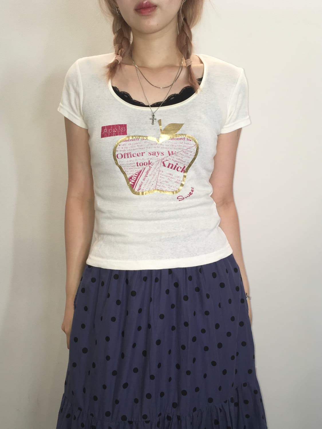 jpn vintage 하이틴 프린팅 비즈 티셔츠 상품이미지2