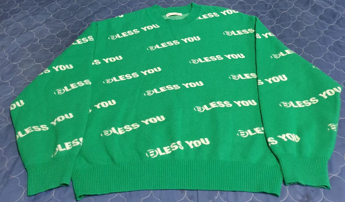 BLUR 1.0 BLESS YOU 라운드넥 니트 그린 (2사이즈) 상품이미지1
