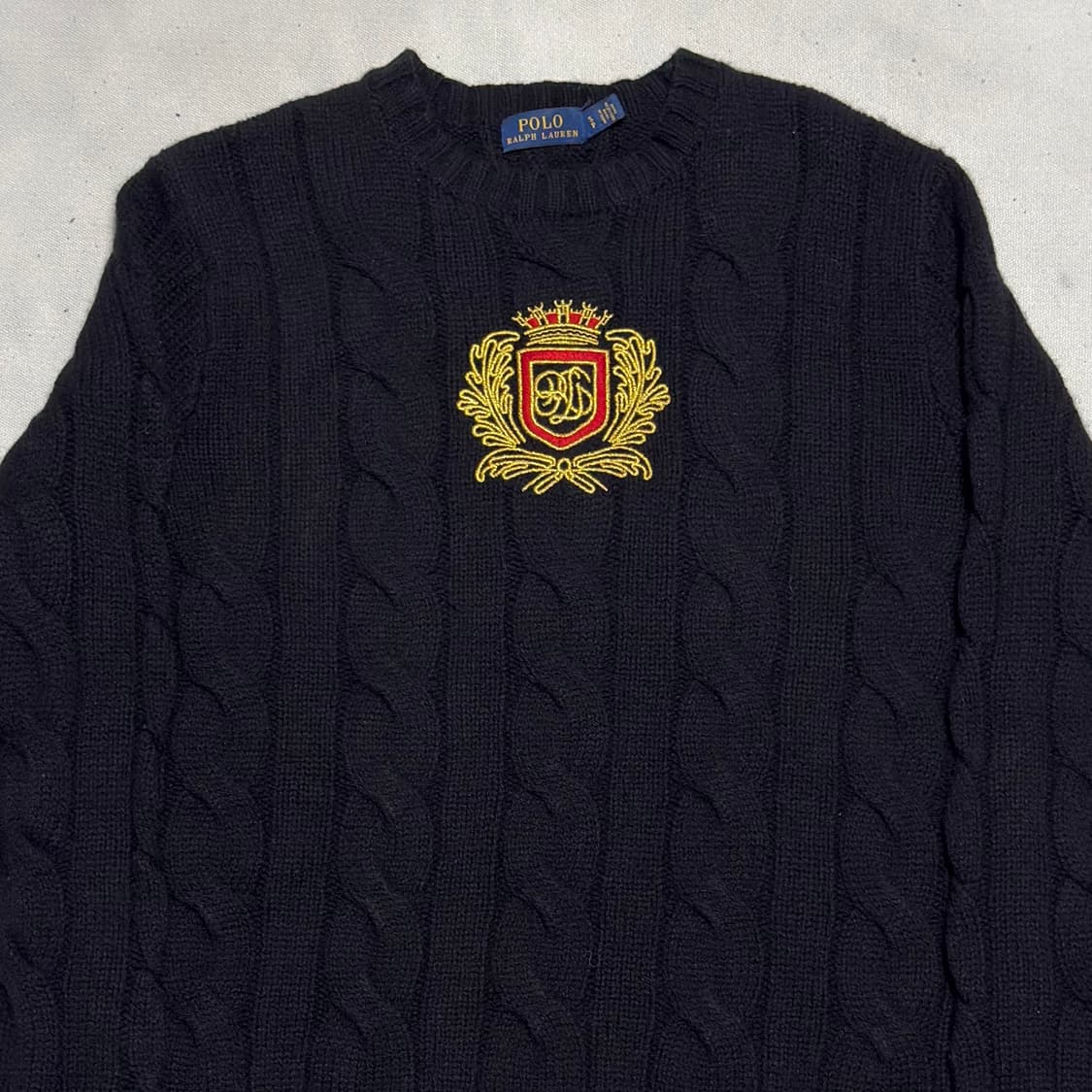 S 폴로랄프로렌 크레스트 자수 블랙 케이블 니트 상품이미지1