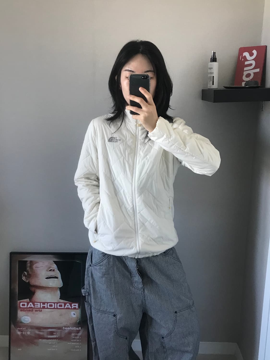 노스페이스 V-Motion 로고 화이트 경량 패딩 상품이미지3