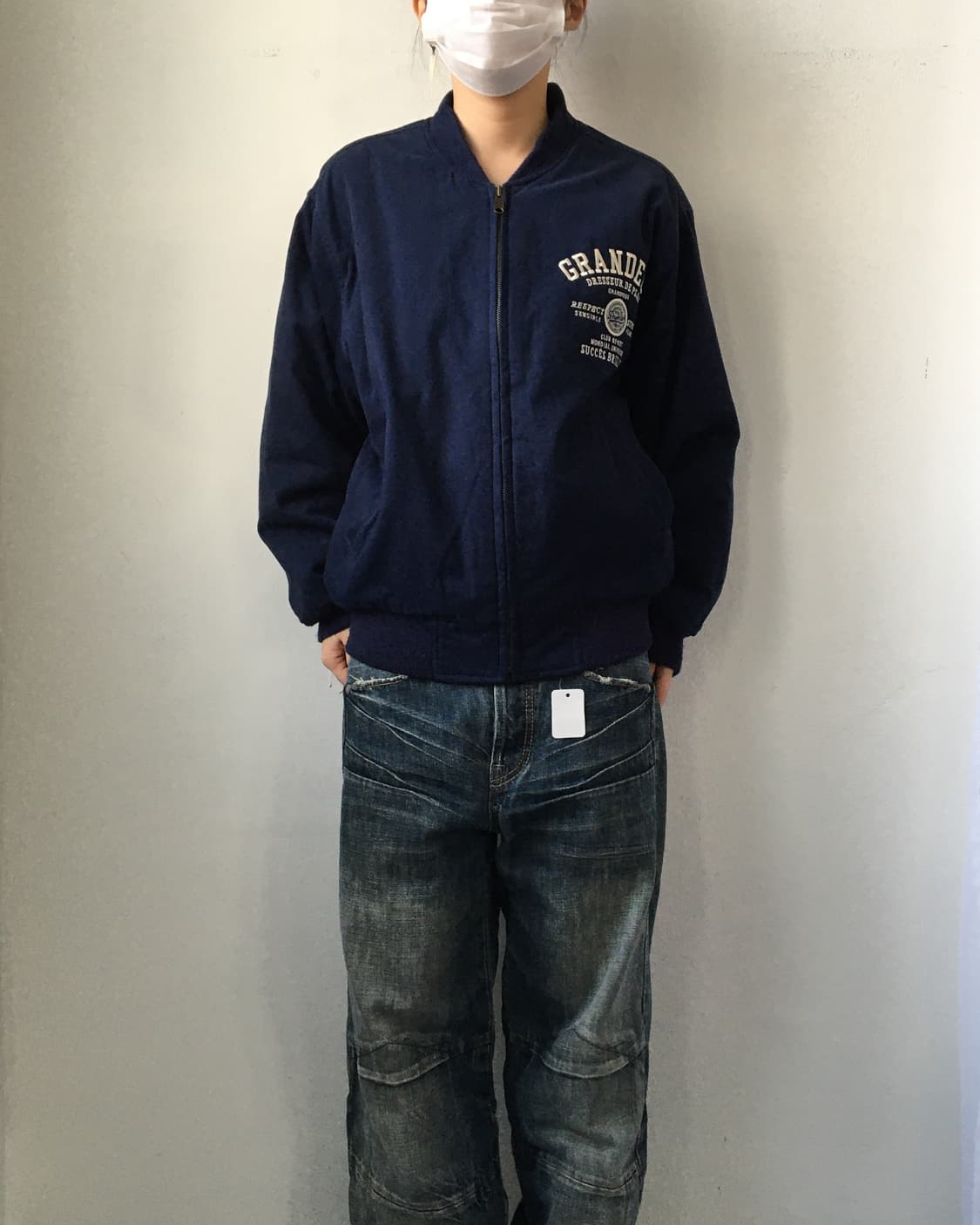 Lettering point bomber jacket 상품이미지1