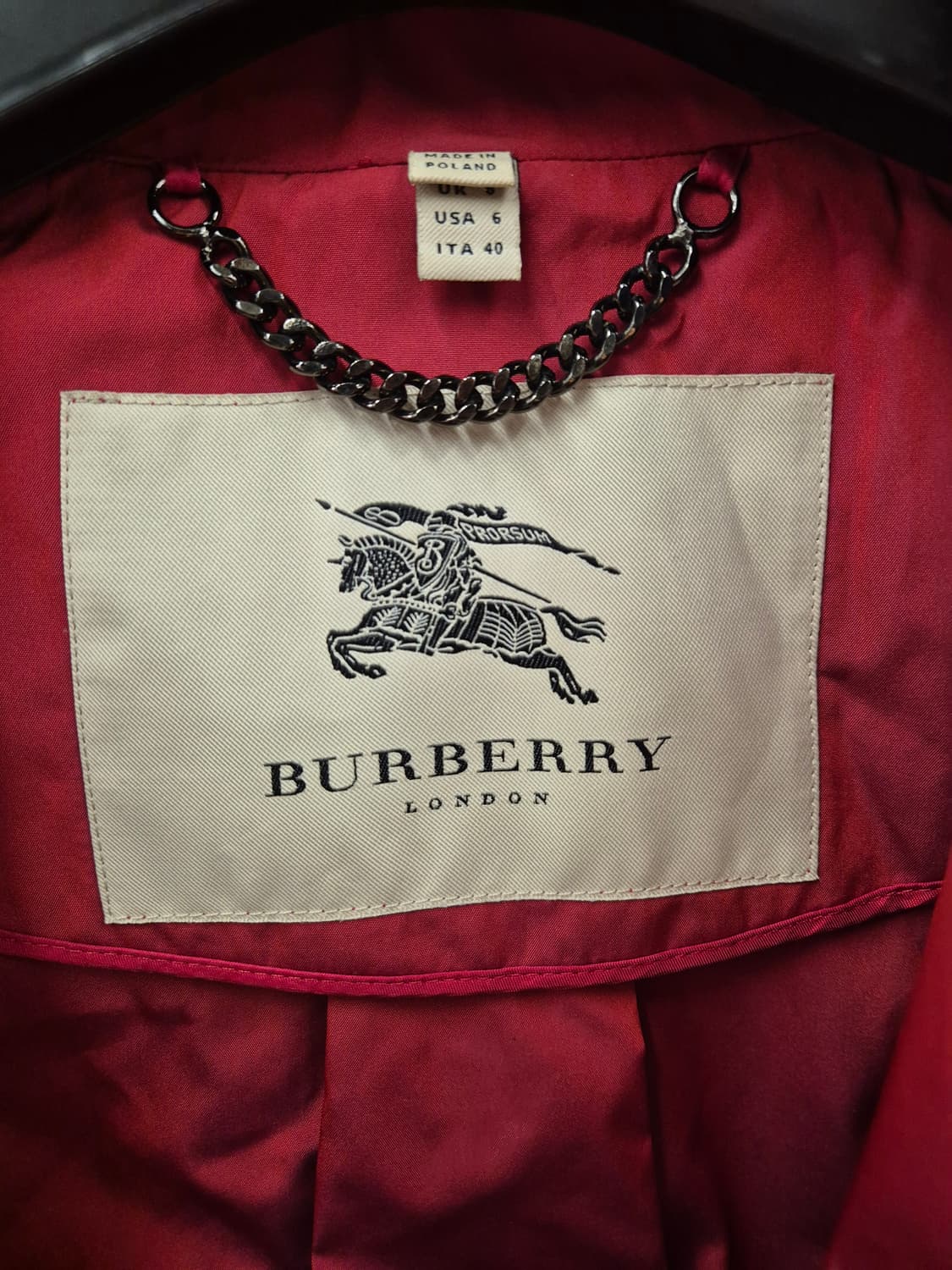 버버리 싱글 트렌치 코트 레드 UK8 상품이미지6