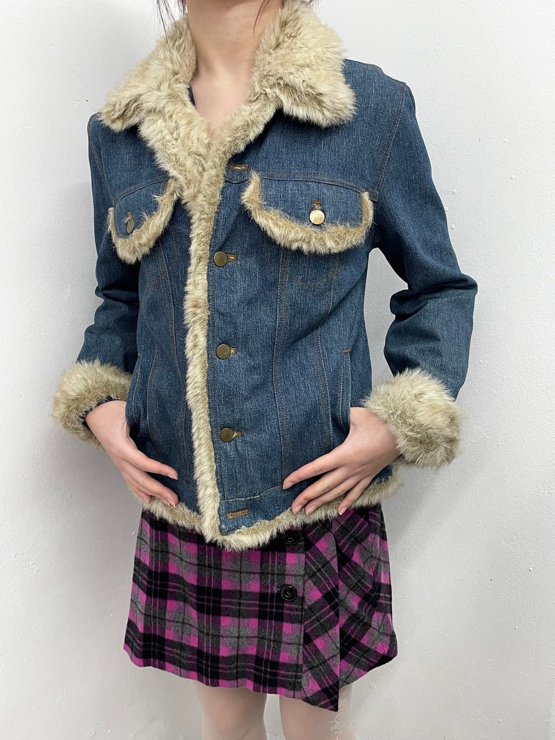 y2k 퍼 트리밍 데님 자켓  상품이미지3