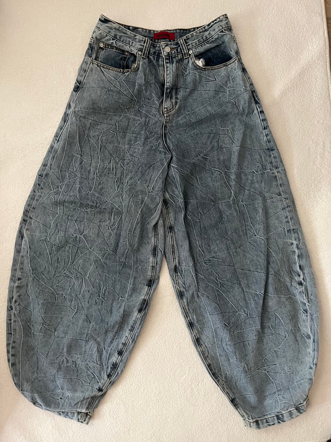 기철 벌룬핏 데님팬츠 미드블루 m사이즈 상품이미지2