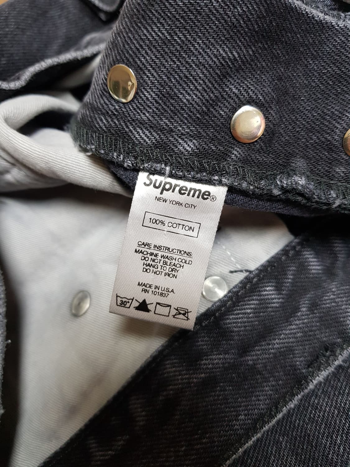 슈프림 레귤러 진 데님 팬츠 청바지 워시드 블랙 상품이미지6