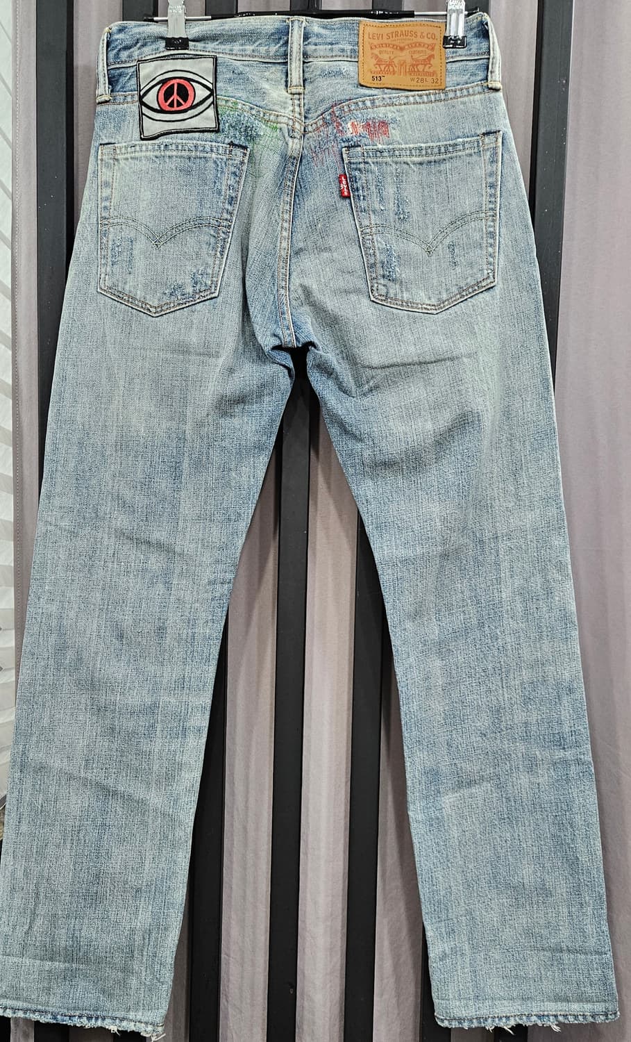 리바이스 513 데미지 워싱 패치워크 데님 팬츠 W28L32 상품이미지2