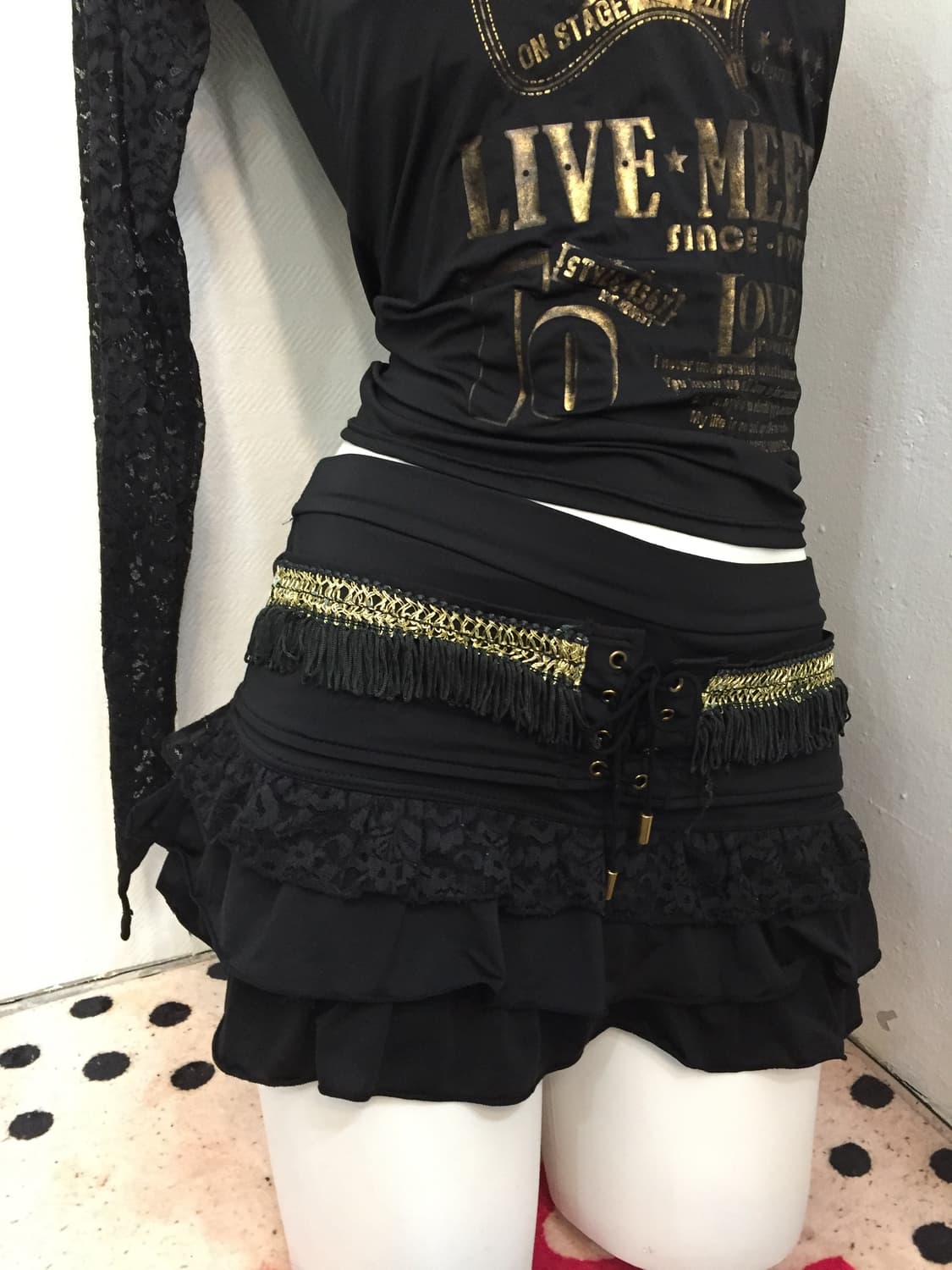 고딕 펑크 원숄더 탱키니 세트 상품이미지4