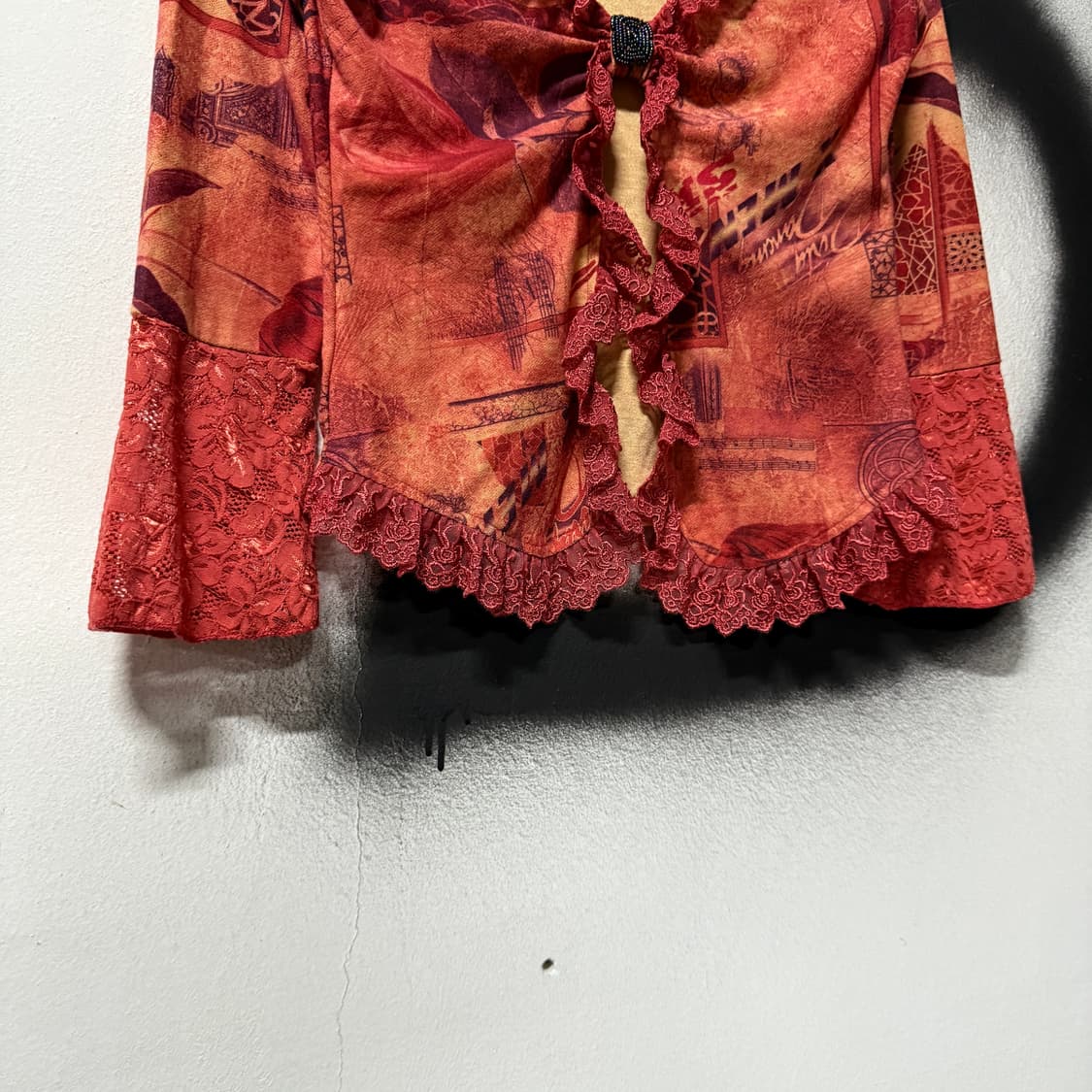 VTG 빈티지 오리엔탈 플라워 레이스 볼레로 가디건 탑 상품이미지4