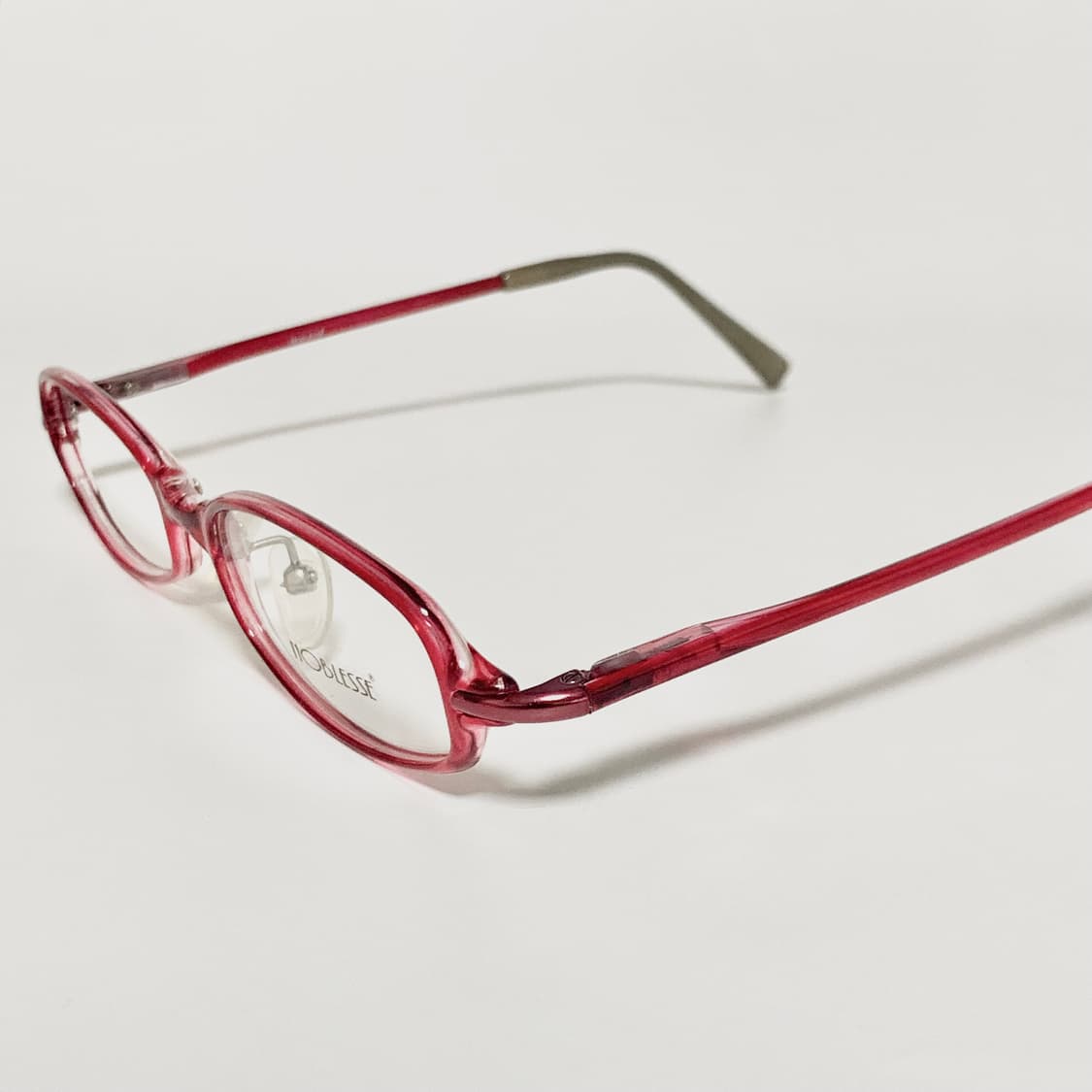 977 노블레스 데드스탁 빈티지 안경테 레트로 타원형 핑크 레드 투명 상품이미지5