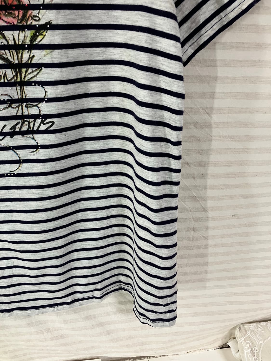 빈티지 스트라이프 플라워 반팔 1018 y2k 스트릿 갸루 펑키 일본빈티 상품이미지4