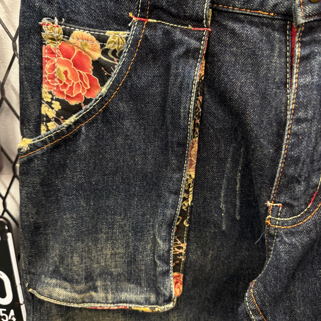 00s JPN VINTAGE 오리엔탈 자수 데님 팬츠 진청 상품이미지6