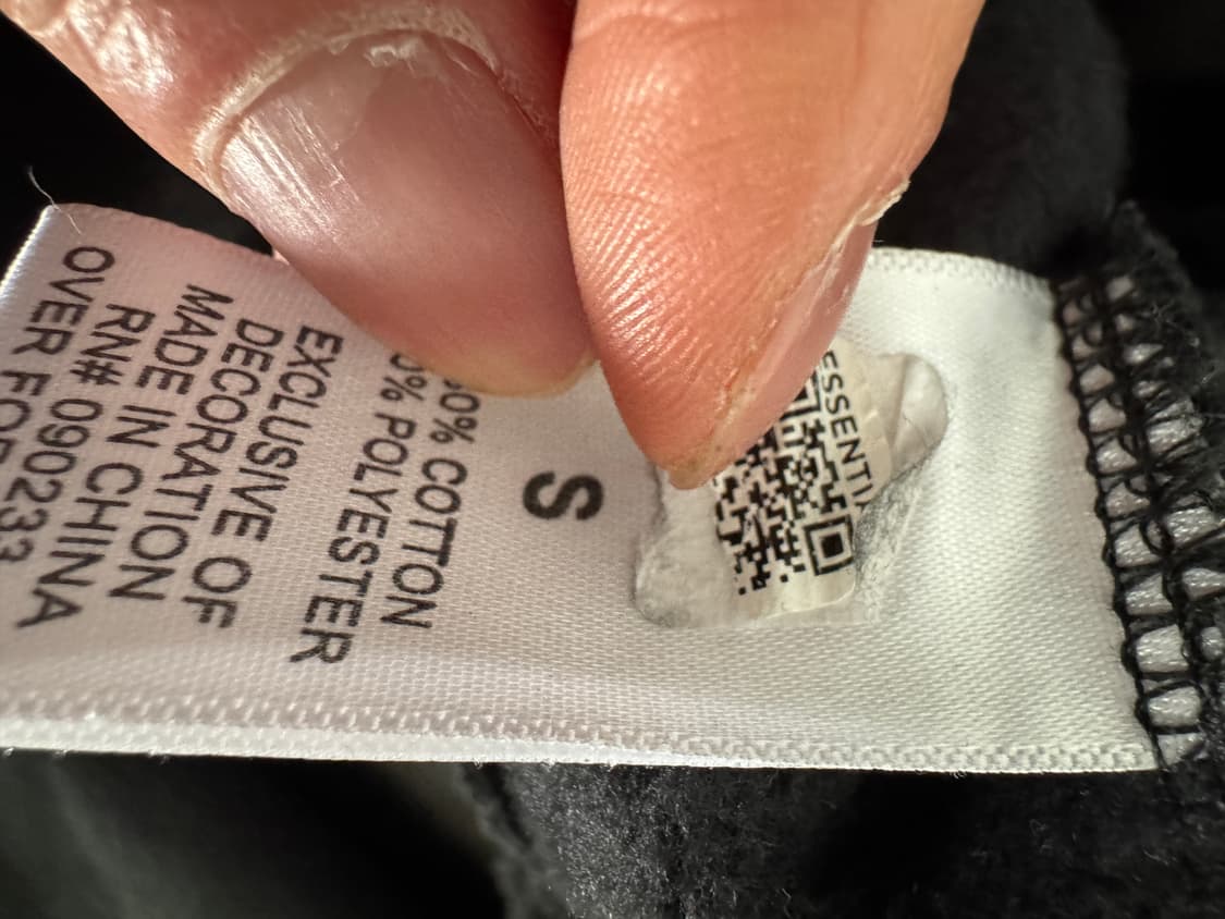 정품!! 피어오브갓 백 로고 오버핏 기모 맨투맨 블랙 상품이미지5