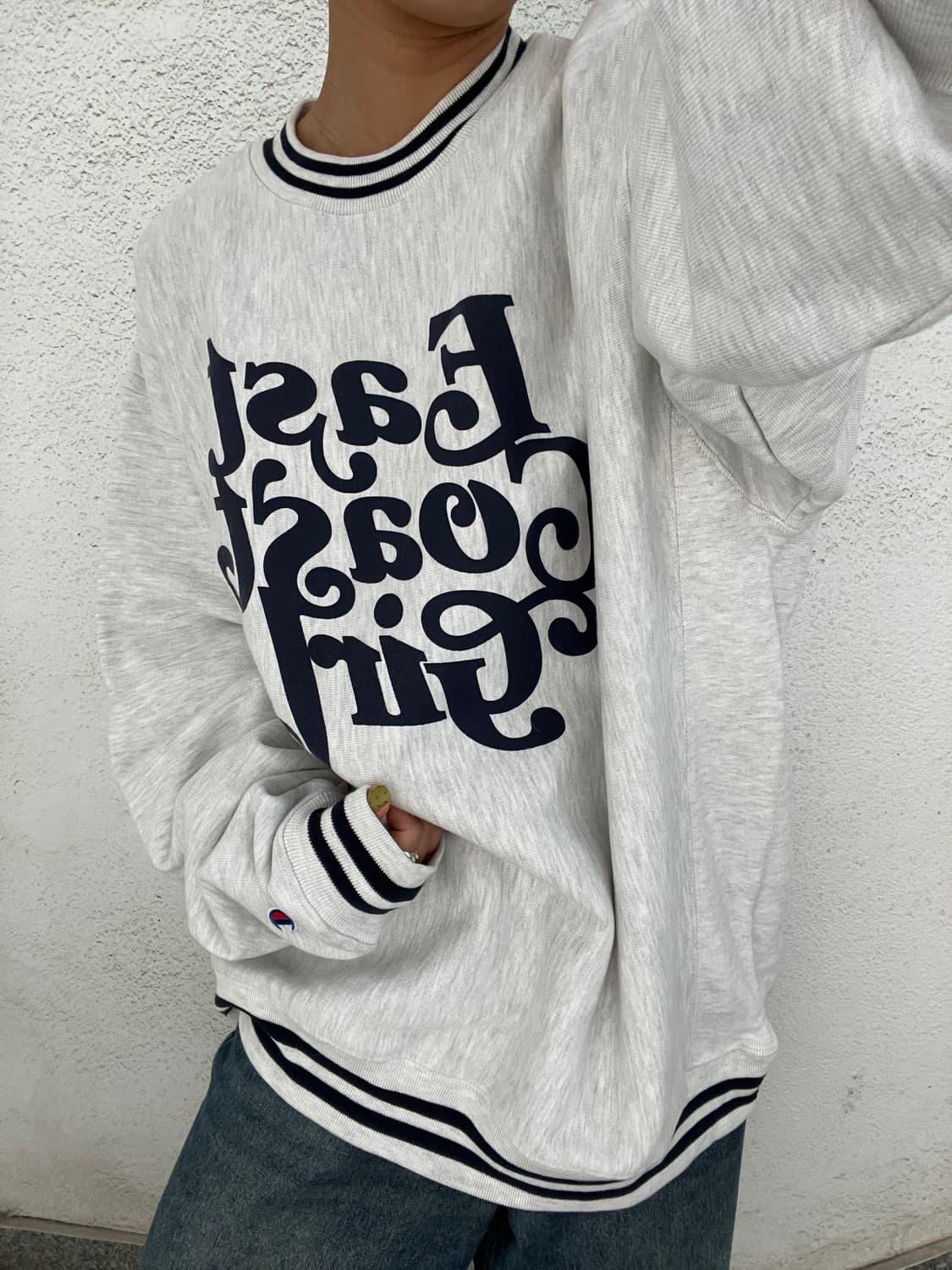 챔피온 x 바스툴 스포츠 East Coast Girl 리버스 위브 크루넥 상품이미지1