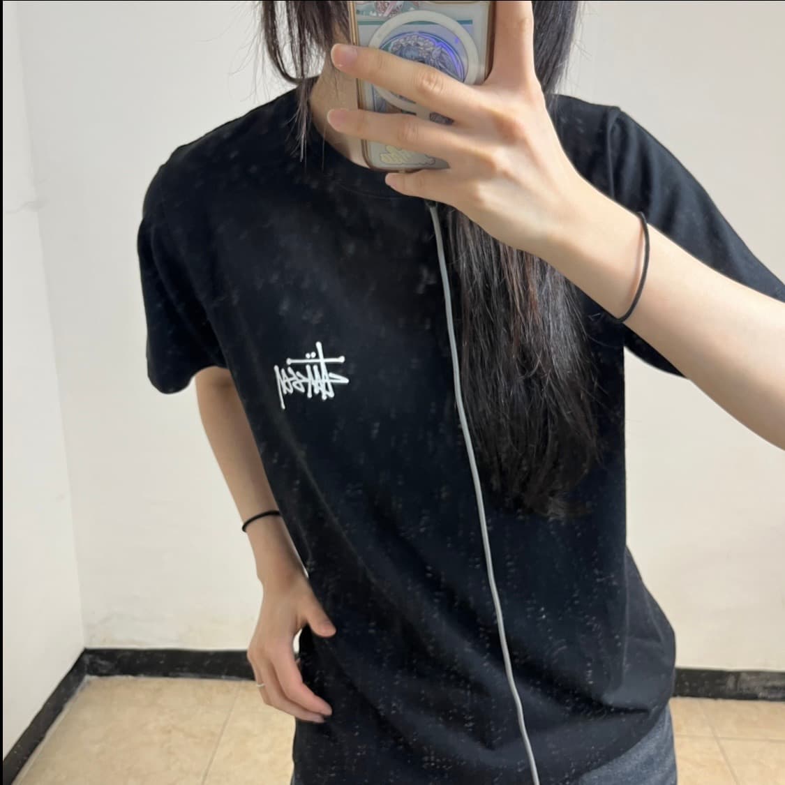 Stussy Black Stock Logo T-Shirt 상품이미지3