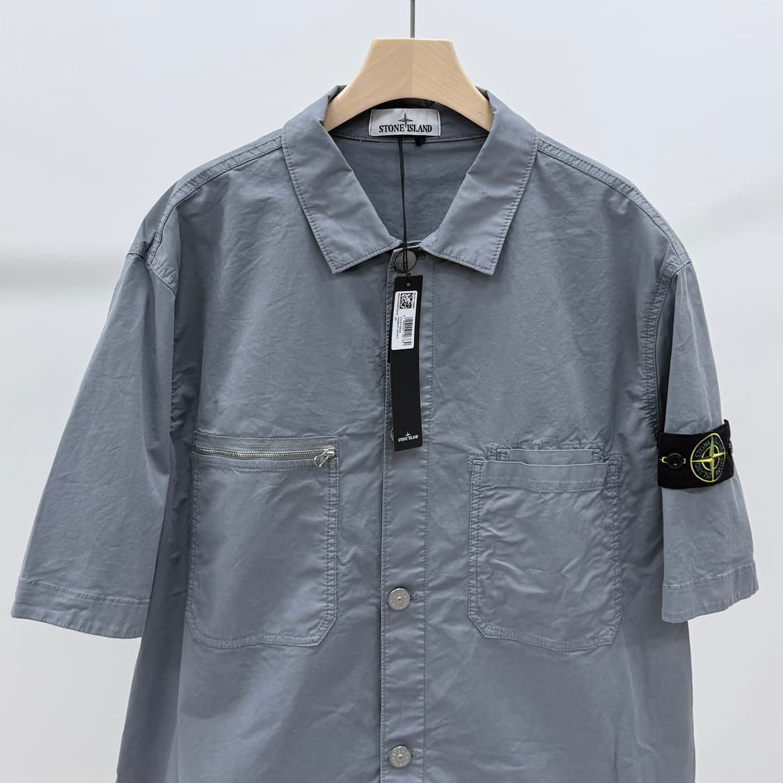 [미사용/2XL] 스톤아일랜드 수피마 코튼 트윌 반팔 오버셔츠 상품이미지3