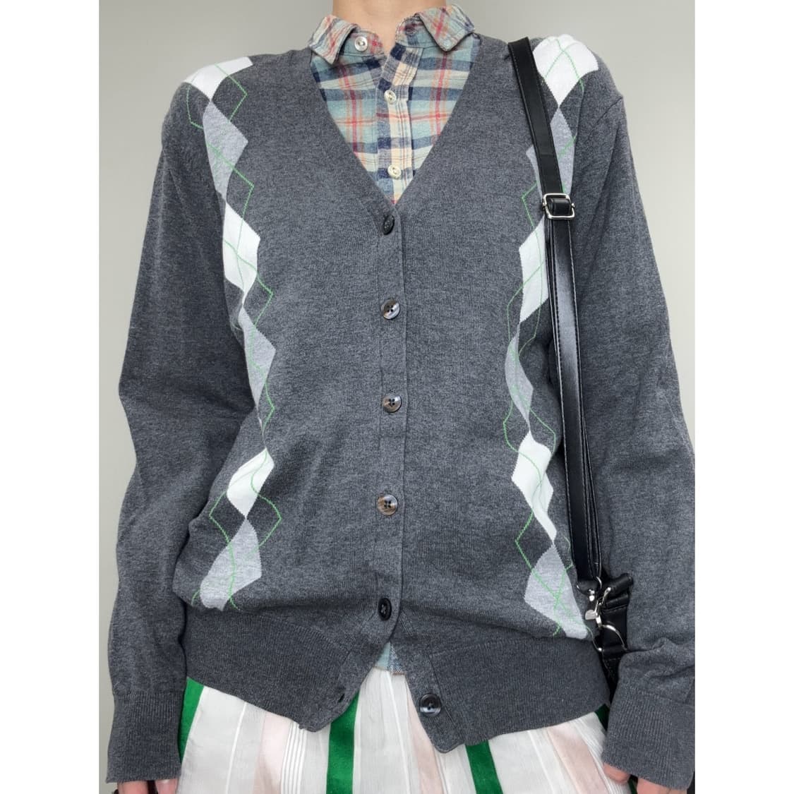 빈티지 아가일 가디건 상품이미지1