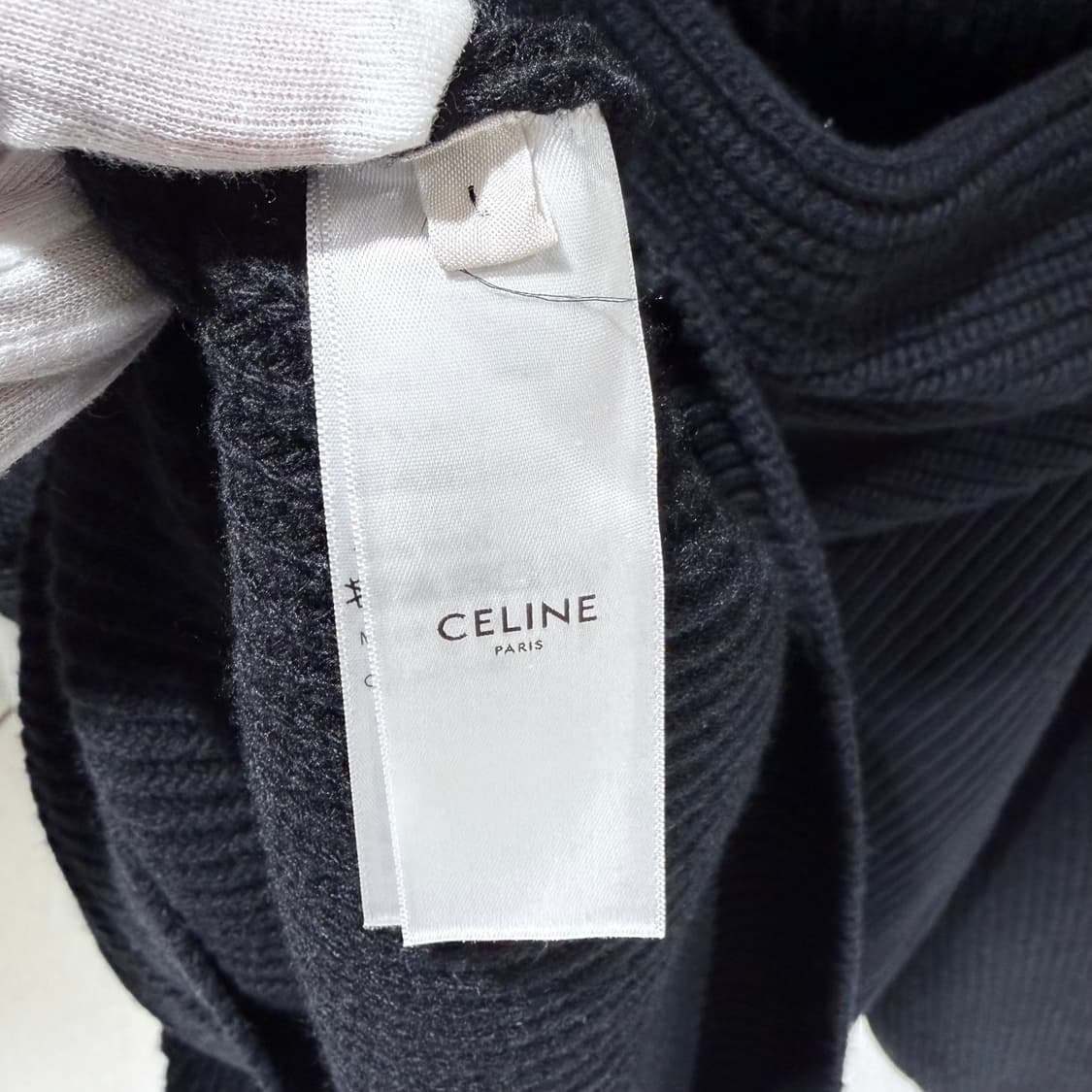 (S+/L) / 셀린느 리브드 울 니트 후드 블랙 상품이미지5