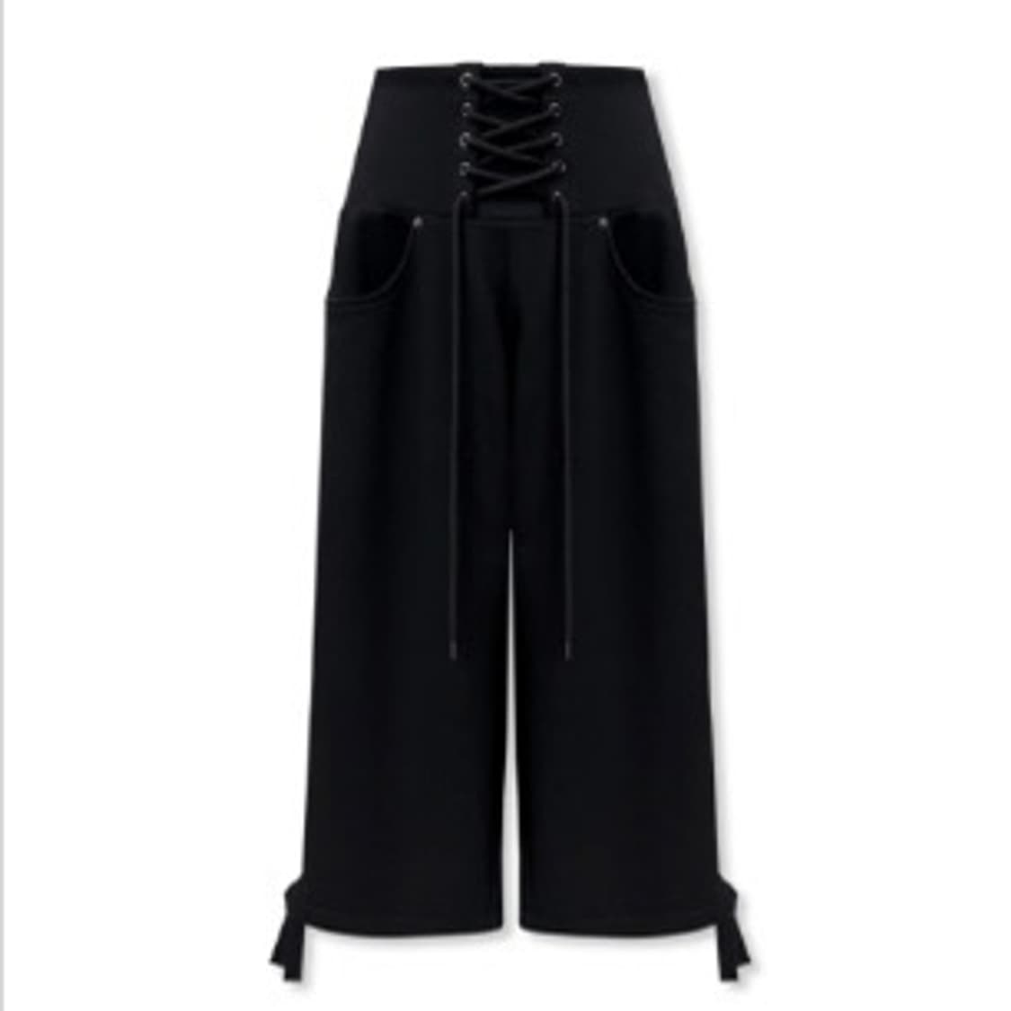 0104 공일공사 no.14 와이드 레이스업 스웨트팬츠 블랙 상품이미지1