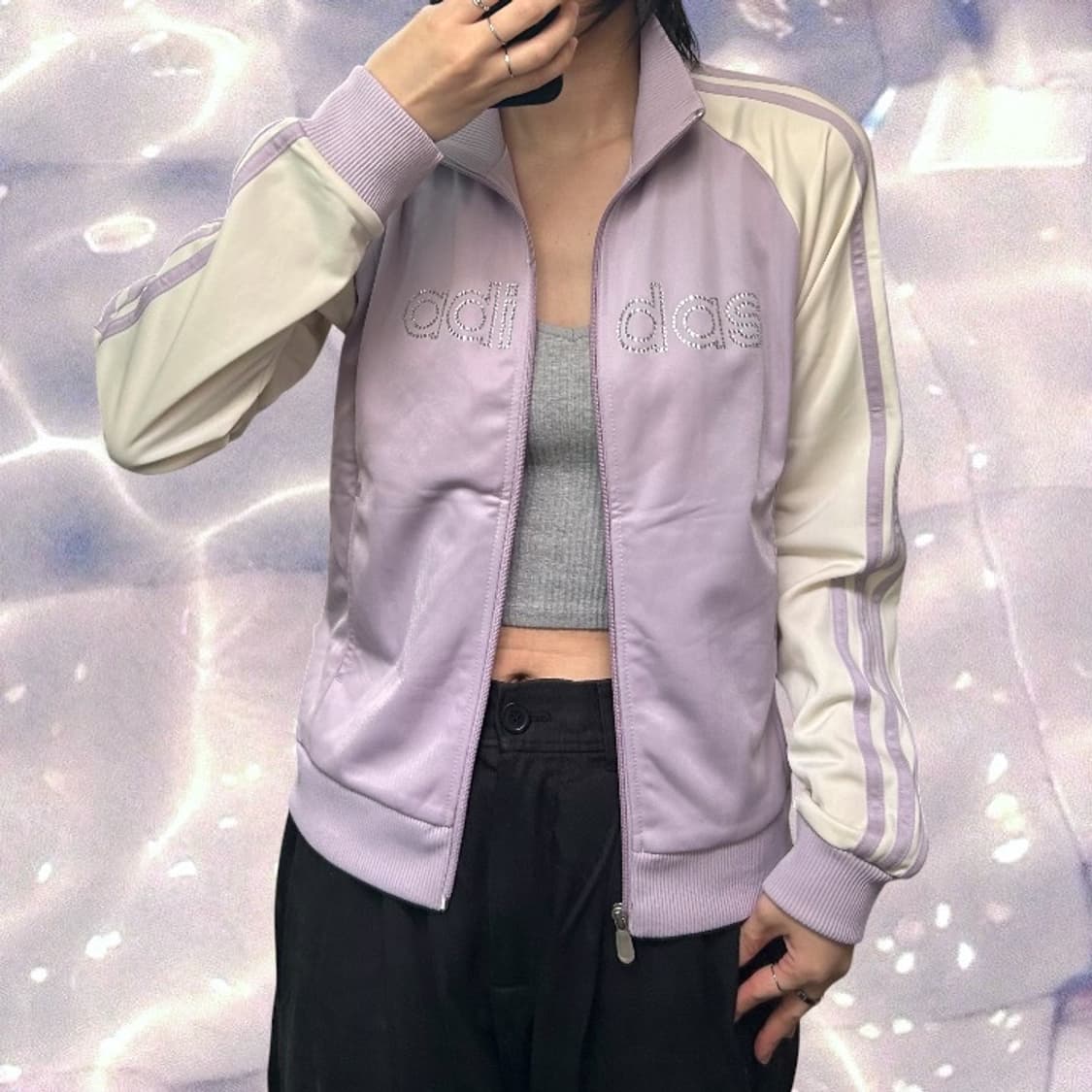 아디다스 큐빅 져지 화이트 퍼플 연보라 대장 y2k 상품이미지4