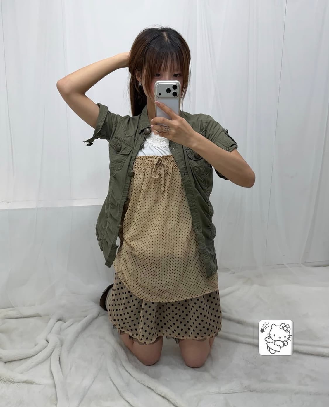 𖤐카키 도트 코디set𖤐  상품이미지1