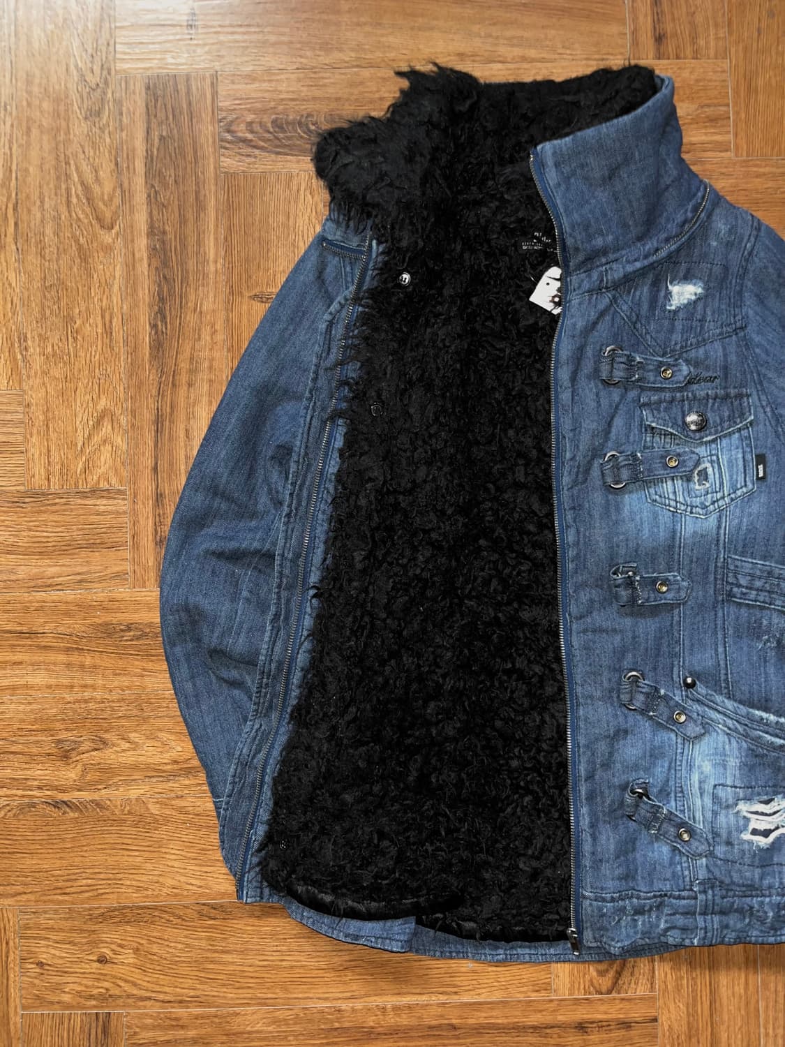 빈티지 스냅 데님 무스탕 상품이미지4