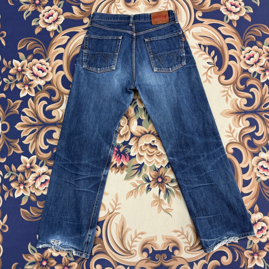 (30)JPN 에드윈 EDWIN 505 워싱데미지 셀비지 데님팬츠 상품이미지5