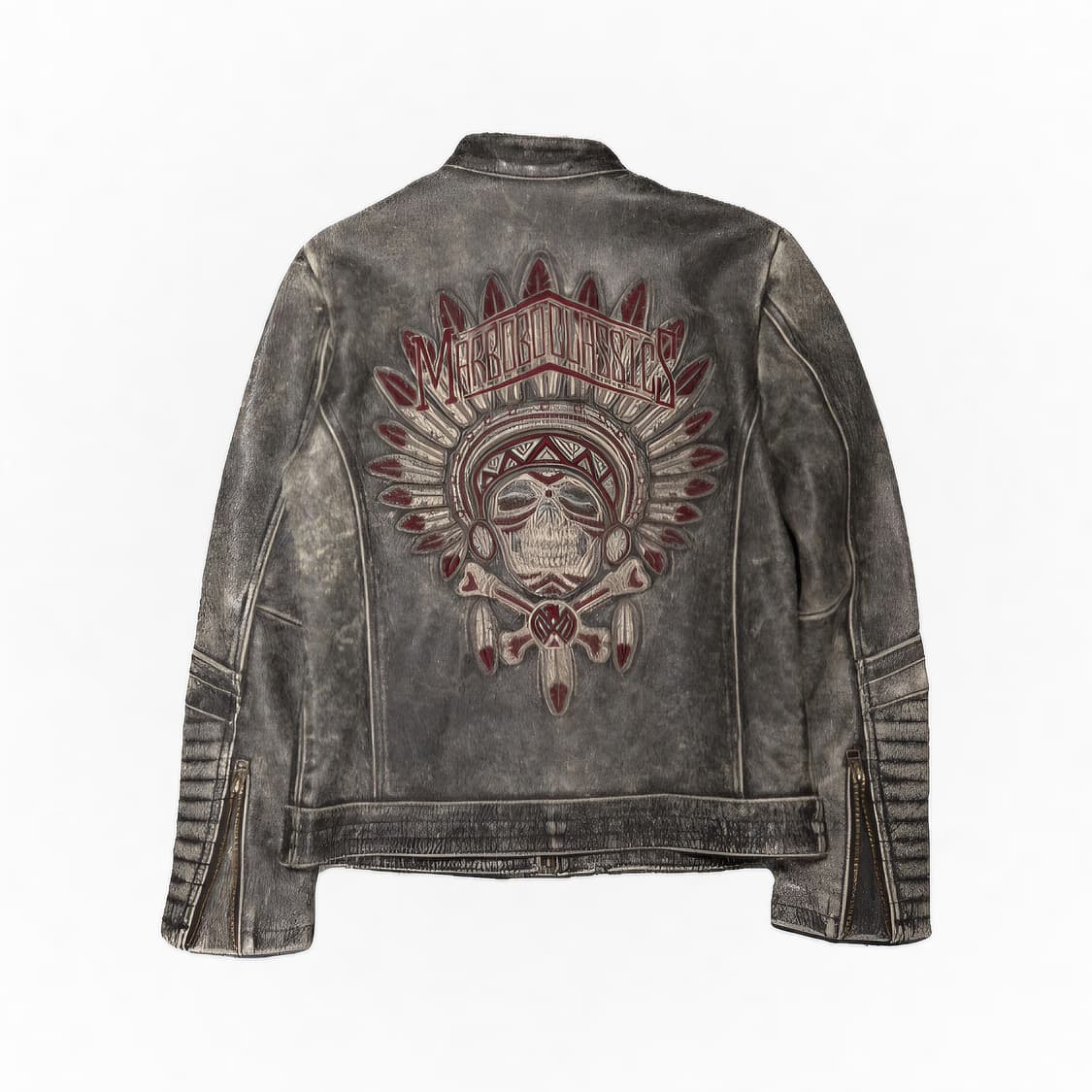 마르보보 클래식 스컬 인디언 레더 바이커 자켓 M 할인 상품이미지1