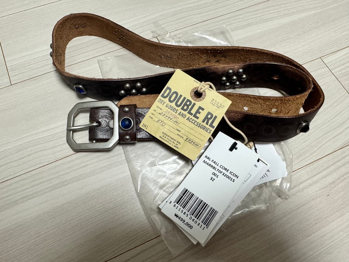 더블알엘(RRL) 라스코 스터드 레더 벨트 32 상품이미지1