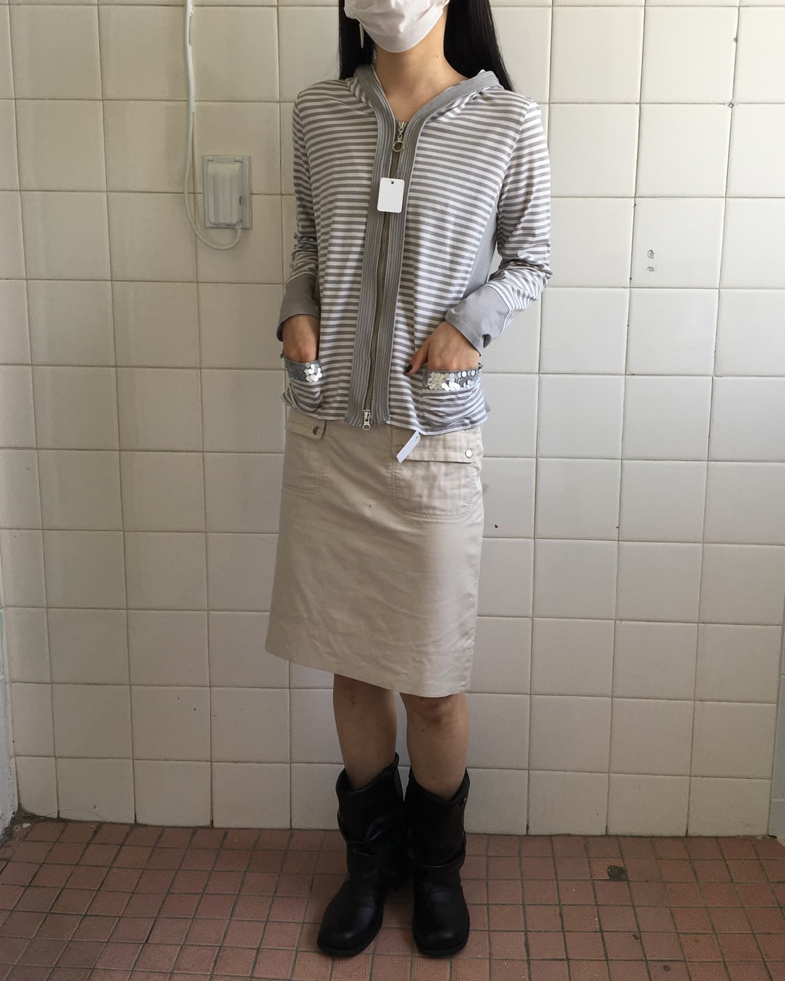 Hiroko bis stripe pattern hood zip up 상품이미지6
