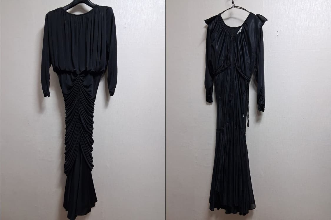 일본빈티시수입 Simonne 검정 져지 드레이프 셔링 롱원피스 행사복66 상품이미지3