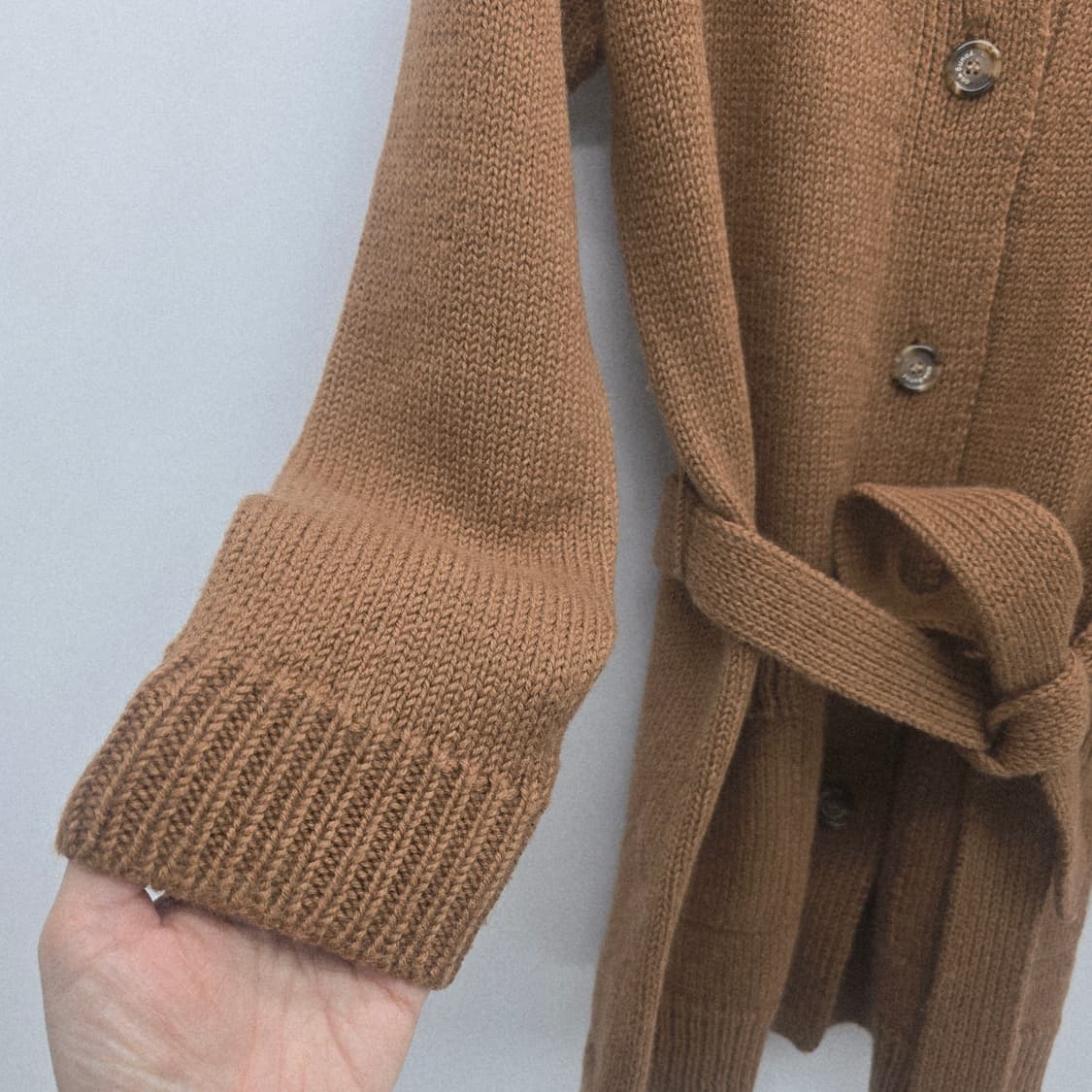 young woo 브라운 모 니트 롱 가디건 벨트 세트 상품이미지4