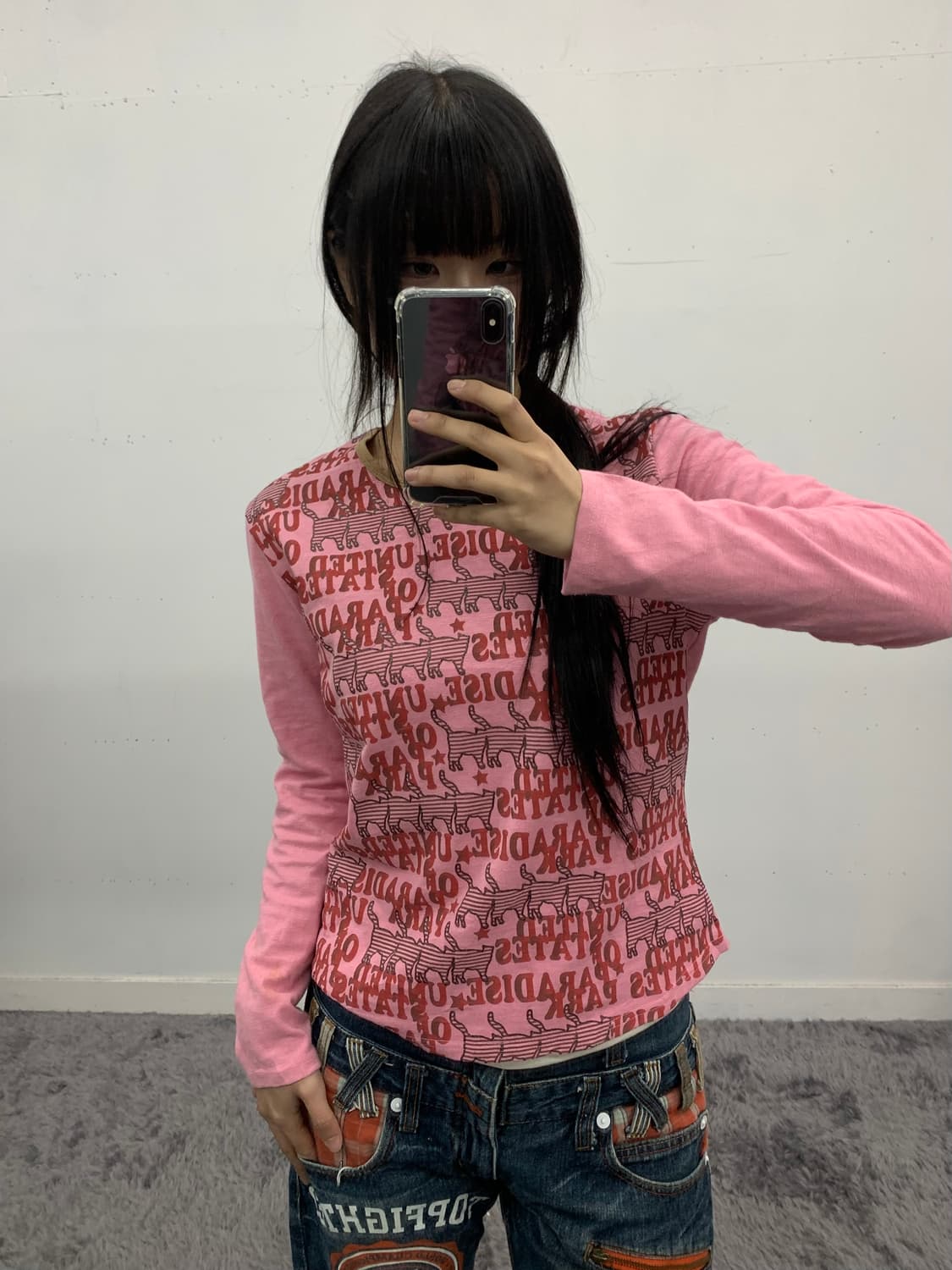 Uspp 핑크 프린팅 롱슬리브 상품이미지1