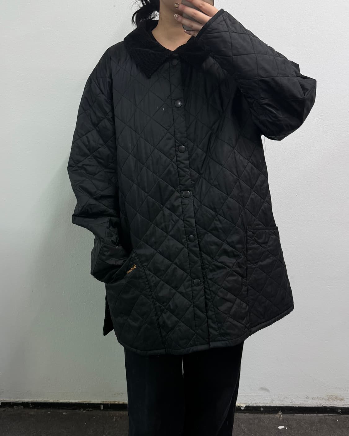 [XXL] 바버 퀄팅 자켓 블랙 상품이미지1